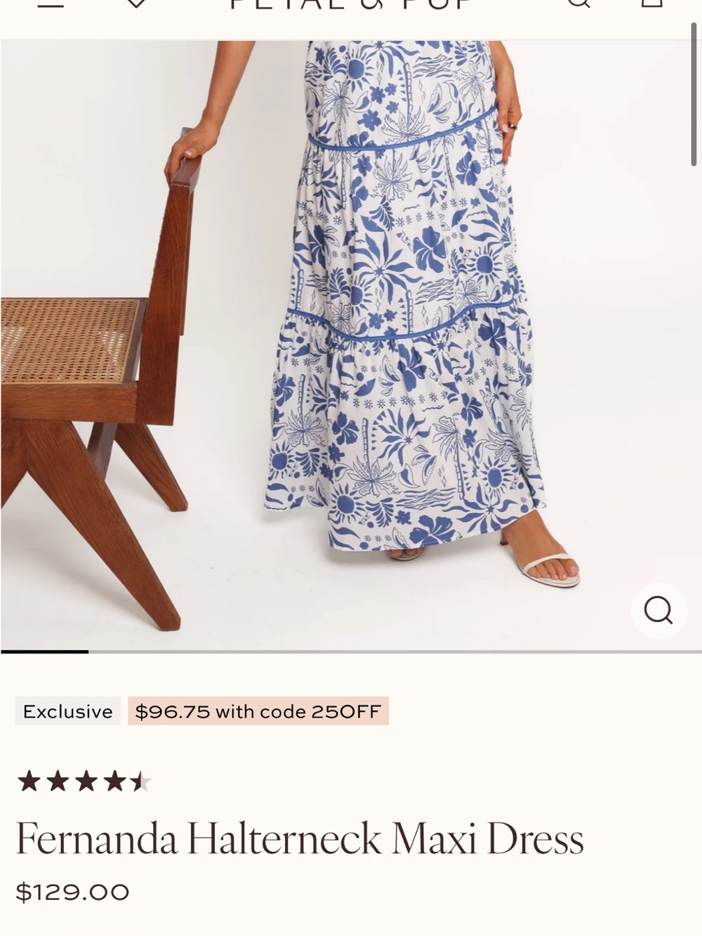 Petal & Pup Blue and White Halter Floral Maxi Dress - Picture 4 of 4